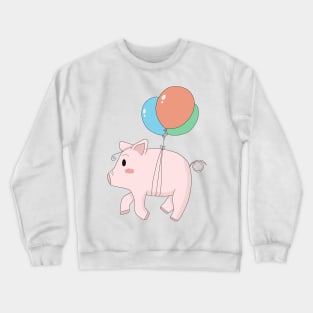 Floating Pig with Ballon Cartoon Crewneck Sweatshirt